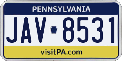 PA license plate JAV8531