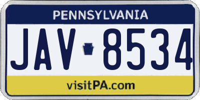 PA license plate JAV8534