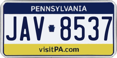 PA license plate JAV8537