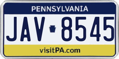 PA license plate JAV8545