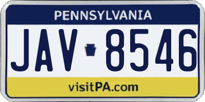 PA license plate JAV8546