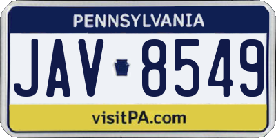 PA license plate JAV8549