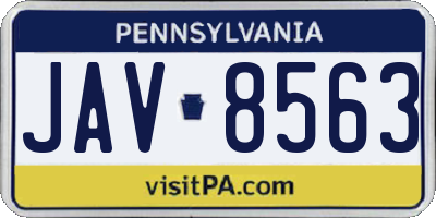 PA license plate JAV8563