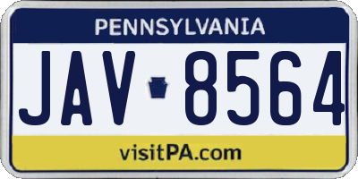 PA license plate JAV8564