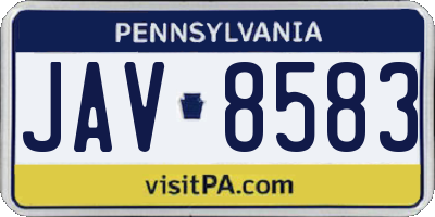 PA license plate JAV8583