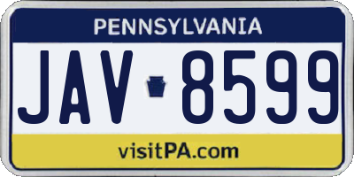 PA license plate JAV8599