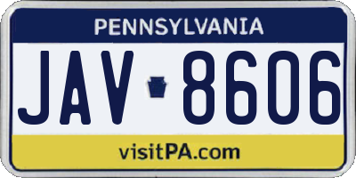 PA license plate JAV8606