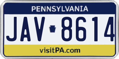PA license plate JAV8614