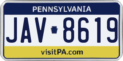 PA license plate JAV8619