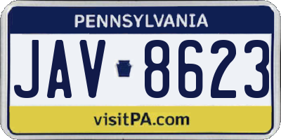PA license plate JAV8623