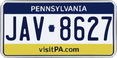 PA license plate JAV8627
