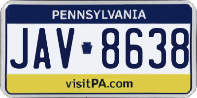 PA license plate JAV8638