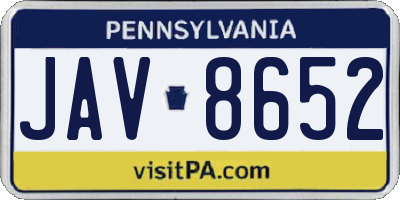 PA license plate JAV8652