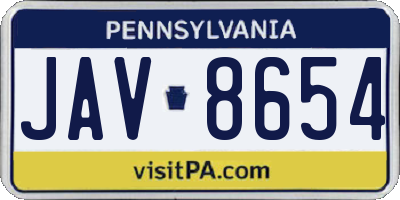 PA license plate JAV8654