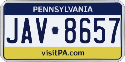 PA license plate JAV8657