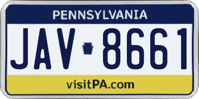 PA license plate JAV8661