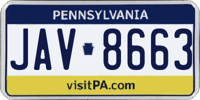 PA license plate JAV8663