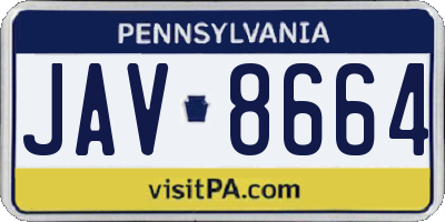 PA license plate JAV8664