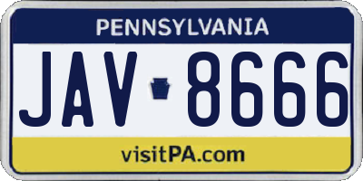 PA license plate JAV8666