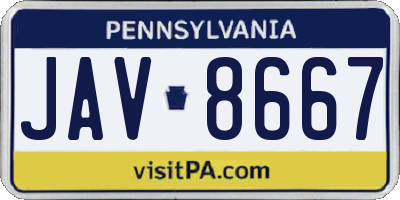 PA license plate JAV8667