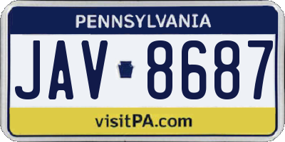 PA license plate JAV8687