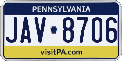 PA license plate JAV8706