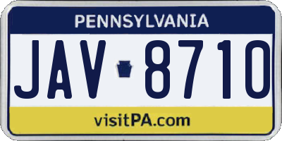 PA license plate JAV8710