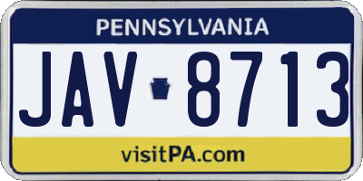 PA license plate JAV8713