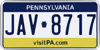 PA license plate JAV8717