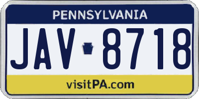 PA license plate JAV8718