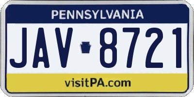 PA license plate JAV8721