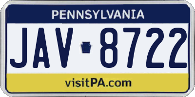 PA license plate JAV8722