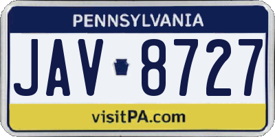 PA license plate JAV8727