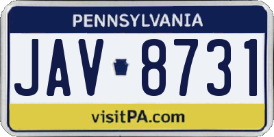 PA license plate JAV8731