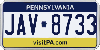 PA license plate JAV8733