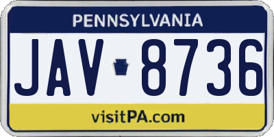 PA license plate JAV8736
