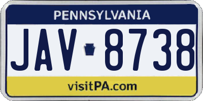 PA license plate JAV8738