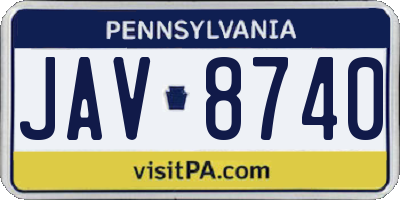 PA license plate JAV8740