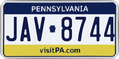 PA license plate JAV8744