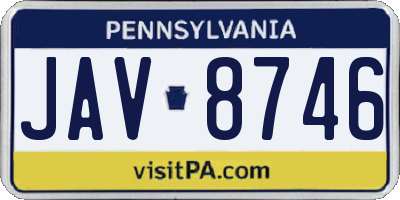 PA license plate JAV8746