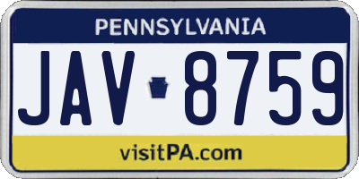 PA license plate JAV8759