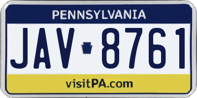 PA license plate JAV8761