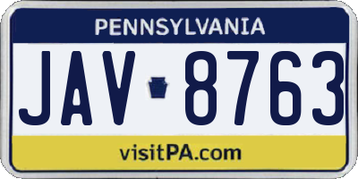 PA license plate JAV8763