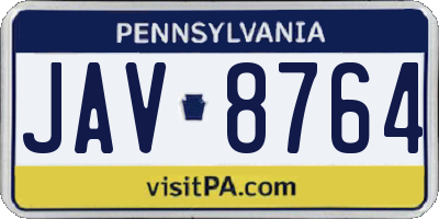 PA license plate JAV8764