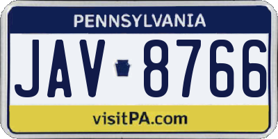 PA license plate JAV8766