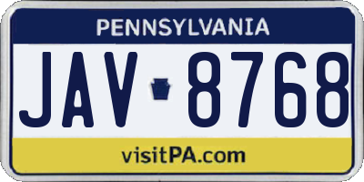 PA license plate JAV8768