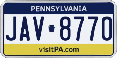 PA license plate JAV8770