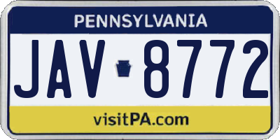 PA license plate JAV8772