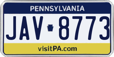 PA license plate JAV8773