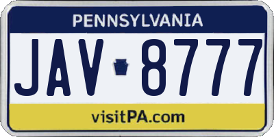 PA license plate JAV8777